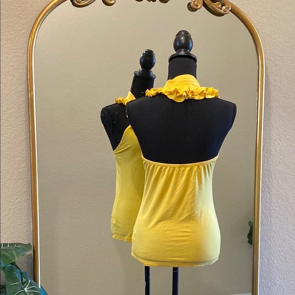 Aziz Yellow Ruffled Women's Top Size M - Picture 3 of 7